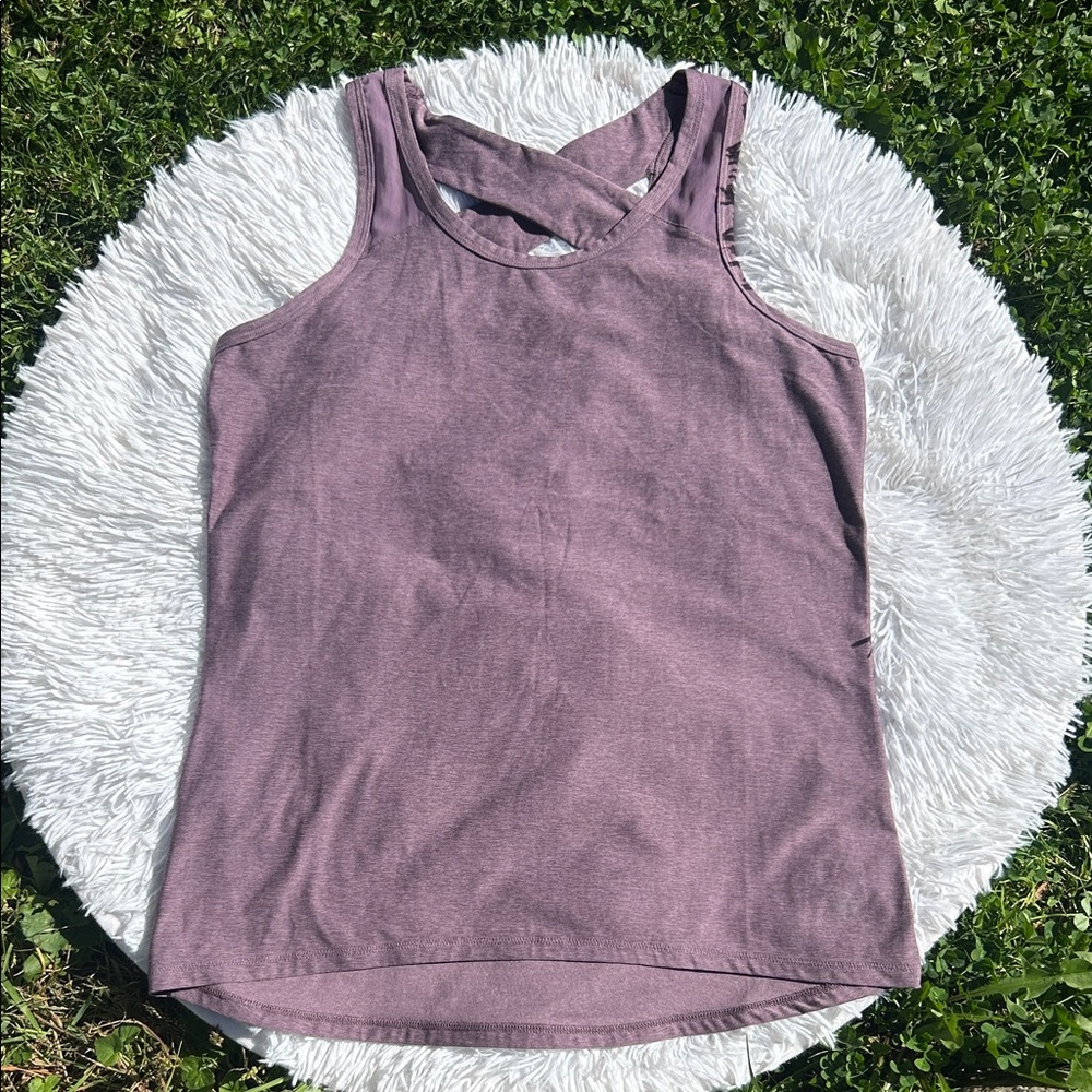 We Wander WeFlex Dark Purple Crossover Cut-Out Tank Top Size Medium - Picture 3 of 16
